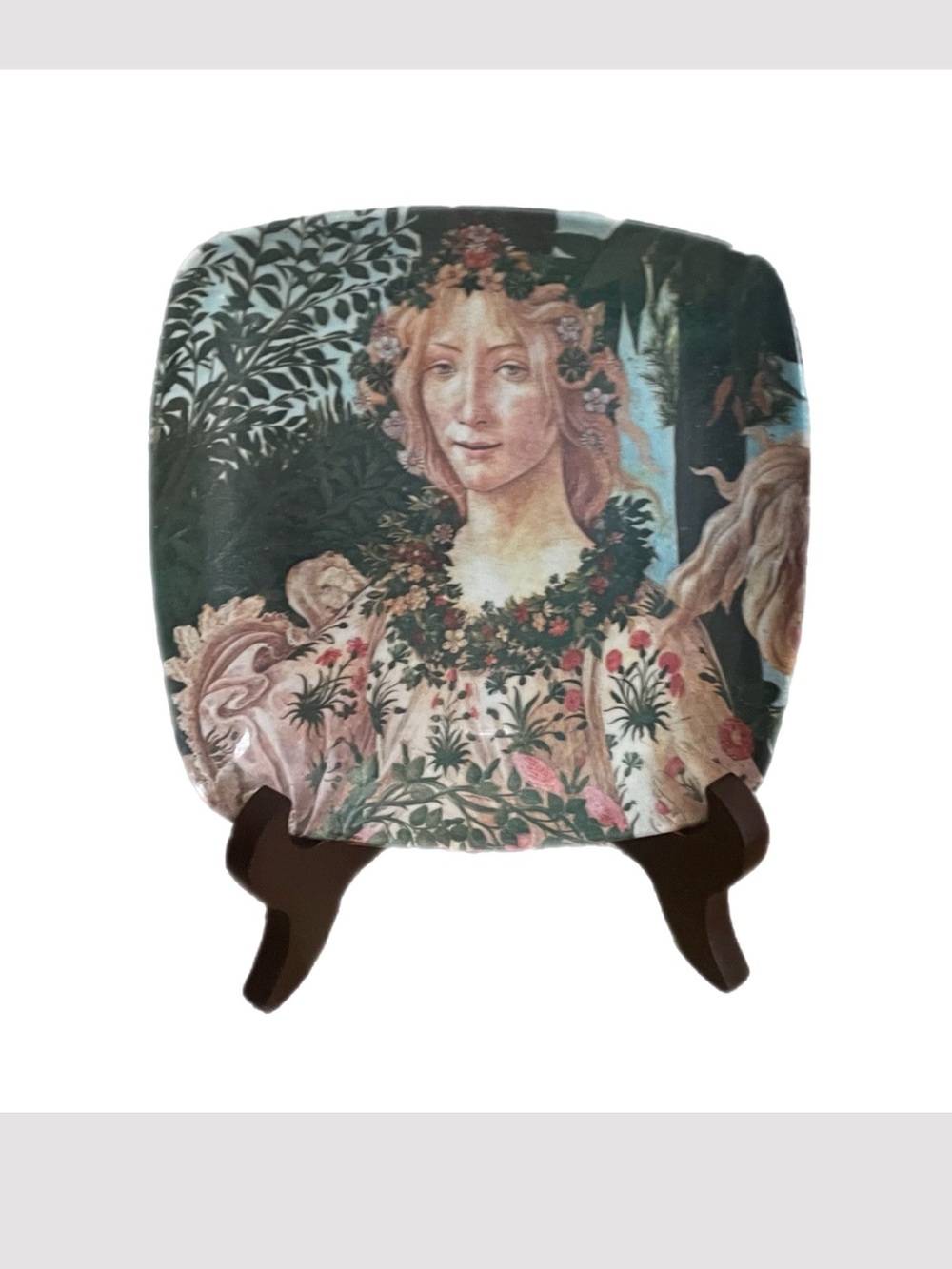 Vintage Italian Melamine Trinket Tray Botticelli Primavera Flora 5x5"